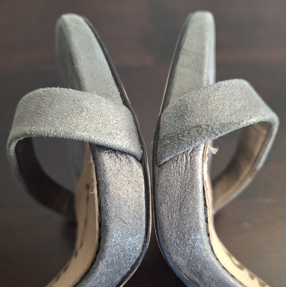 SAM EDELMAN "Ariella" Leather Stiletto Ankle Strap Dress Sandal-Silver- Size 6 - Picture 9 of 12